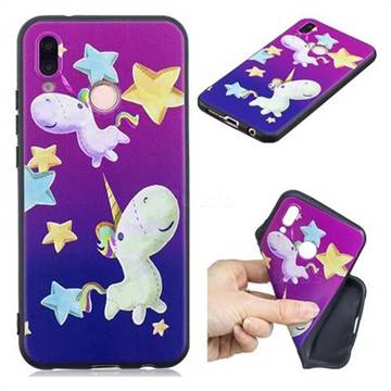 Pony 3D Embossed Relief Black TPU Cell Phone Back Cover for Huawei P20 Lite