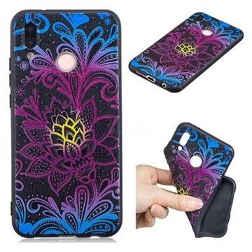 Colorful Lace 3D Embossed Relief Black TPU Cell Phone Back Cover for Huawei P20 Lite