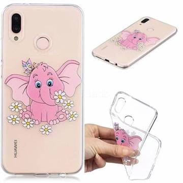 Tiny Pink Elephant Clear Varnish Soft Phone Back Cover for Huawei P20 Lite