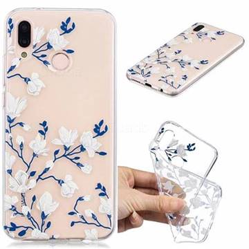 Magnolia Flower Clear Varnish Soft Phone Back Cover for Huawei P20 Lite