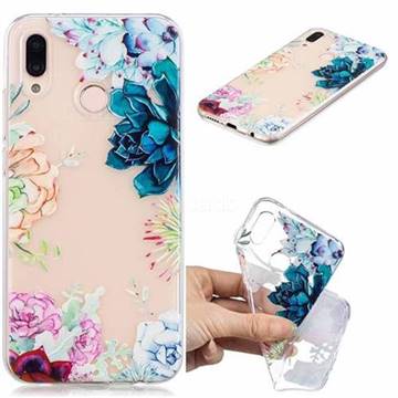 Gem Flower Clear Varnish Soft Phone Back Cover for Huawei P20 Lite