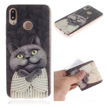 Cat Embrace IMD Soft TPU Cell Phone Back Cover for Huawei P20 Lite