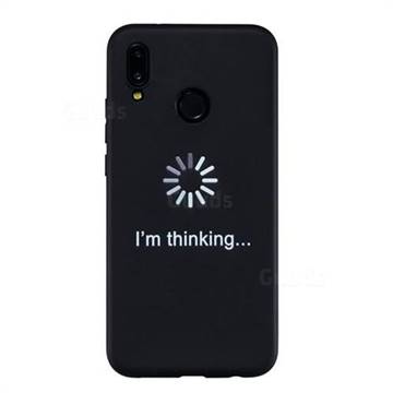 Thinking Stick Figure Matte Black TPU Phone Cover for Huawei P20 Lite