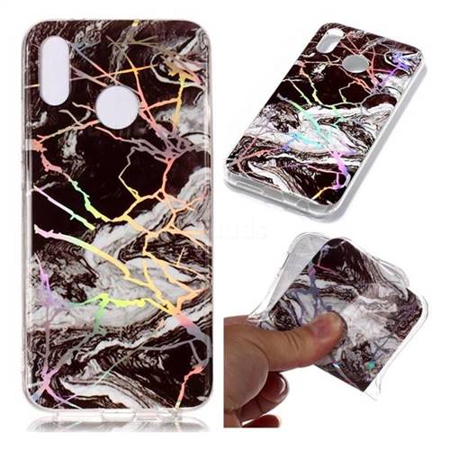 White Black Marble Pattern Bright Color Laser Soft TPU Case for Huawei P20 Lite