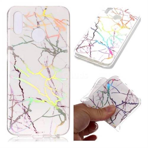 Color White Marble Pattern Bright Color Laser Soft TPU Case for Huawei P20 Lite