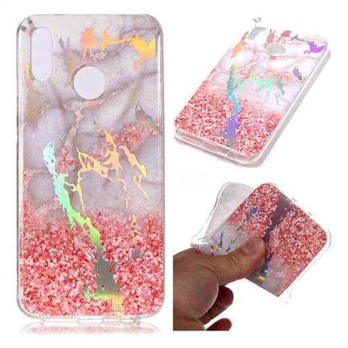 Powder Sandstone Marble Pattern Bright Color Laser Soft TPU Case for Huawei P20 Lite