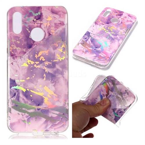 Purple Marble Pattern Bright Color Laser Soft TPU Case for Huawei P20 Lite