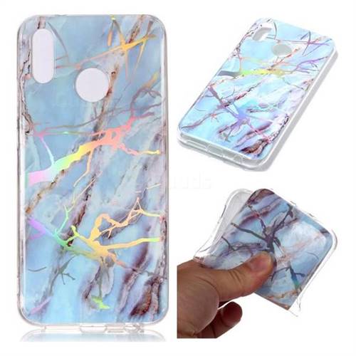 Light Blue Marble Pattern Bright Color Laser Soft TPU Case for Huawei P20 Lite