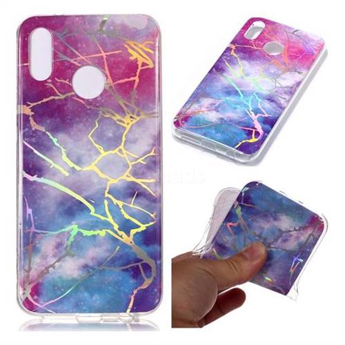 Dream Sky Marble Pattern Bright Color Laser Soft TPU Case for Huawei P20 Lite