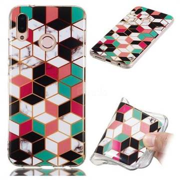 Three-dimensional Square Soft TPU Marble Pattern Phone Case for Huawei P20 Lite