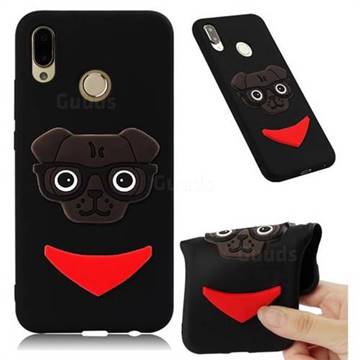 Glasses Dog Soft 3D Silicone Case for Huawei P20 Lite - Black