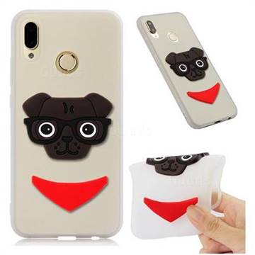 Glasses Dog Soft 3D Silicone Case for Huawei P20 Lite - Translucent White