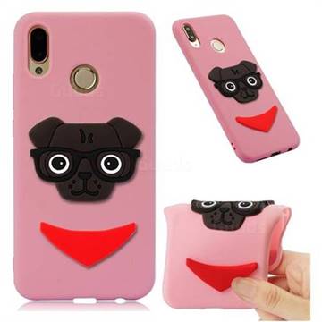Glasses Dog Soft 3D Silicone Case for Huawei P20 Lite - Pink