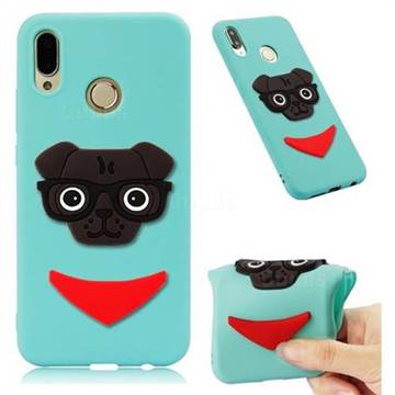 Glasses Dog Soft 3D Silicone Case for Huawei P20 Lite - Sky Blue