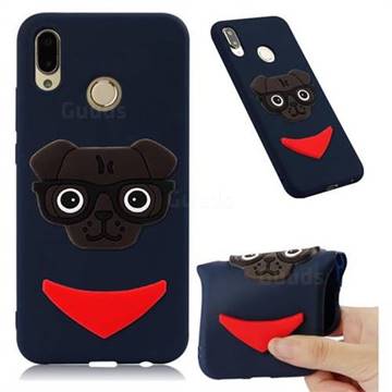 Glasses Dog Soft 3D Silicone Case for Huawei P20 Lite - Navy
