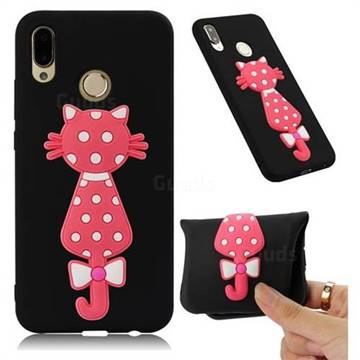 Polka Dot Cat Soft 3D Silicone Case for Huawei P20 Lite - Black