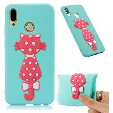 Polka Dot Cat Soft 3D Silicone Case for Huawei P20 Lite - Sky Blue