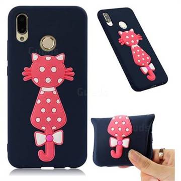 Polka Dot Cat Soft 3D Silicone Case for Huawei P20 Lite - Navy