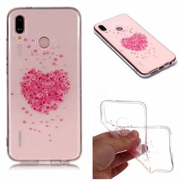 Heart Cherry Blossoms Super Clear Soft TPU Back Cover for Huawei P20 Lite