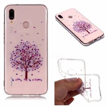 Purple Flower Super Clear Soft TPU Back Cover for Huawei P20 Lite