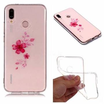 Red Cherry Blossom Super Clear Soft TPU Back Cover for Huawei P20 Lite