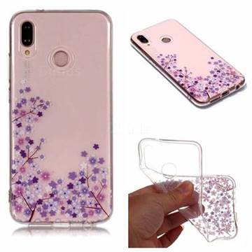 Purple Cherry Blossom Super Clear Soft TPU Back Cover for Huawei P20 Lite