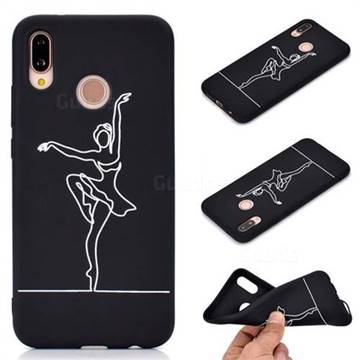 Dancer Chalk Drawing Matte Black TPU Phone Cover for Huawei P20 Lite