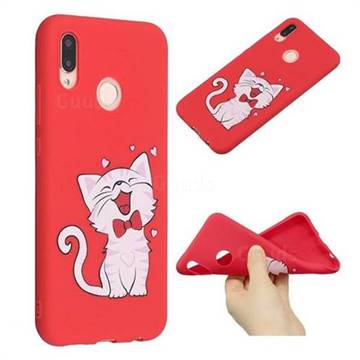 Happy Bow Cat Anti-fall Frosted Relief Soft TPU Back Cover for Huawei P20 Lite