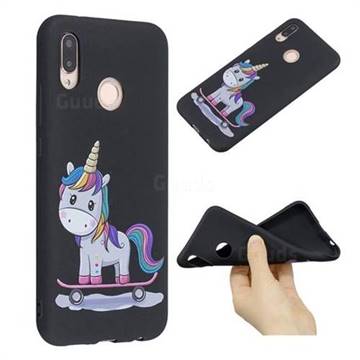 Skateboard Unicorn Anti-fall Frosted Relief Soft TPU Back Cover for Huawei P20 Lite