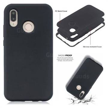 Matte PC + Silicone Shockproof Phone Back Cover Case for Huawei P20 Lite - Black