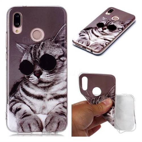 Kitten with Sunglasses Soft TPU Cell Phone Back Cover for Huawei P20 Lite