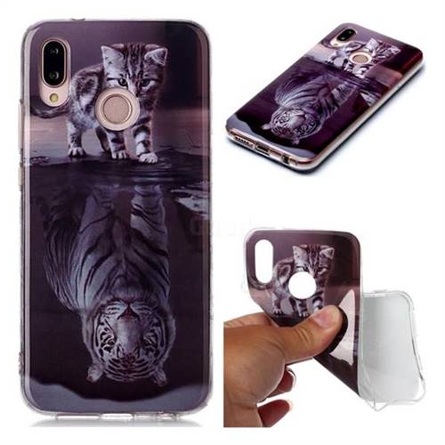 Cat and Tiger Soft TPU Cell Phone Back Cover for Huawei P20 Lite