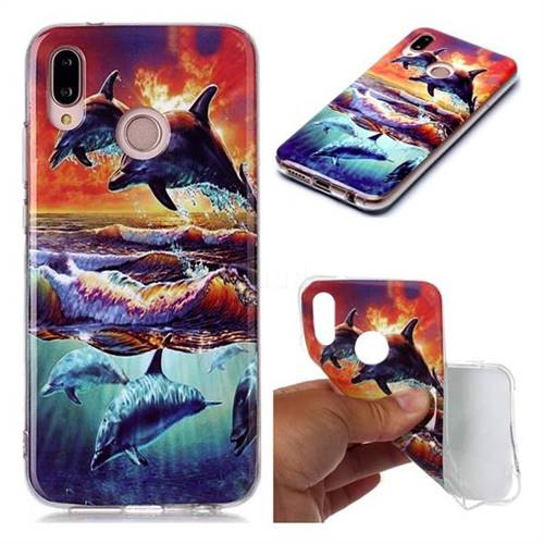 Flying Dolphin Soft TPU Cell Phone Back Cover for Huawei P20 Lite