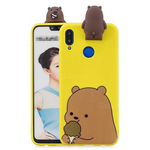 Brown Bear Soft 3D Climbing Doll Stand Soft Case for Huawei P20 Lite