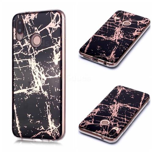 Black Galvanized Rose Gold Marble Phone Back Cover for Huawei P20 Lite