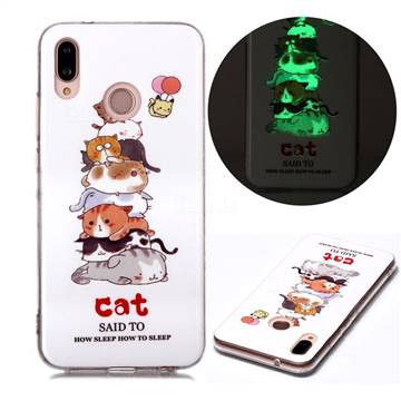Cute Cat Noctilucent Soft TPU Back Cover for Huawei P20 Lite