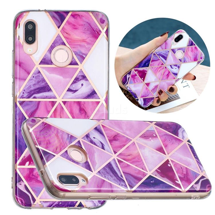 Purple Dream Triangle Painted Marble Electroplating Protective Case for Huawei P20 Lite