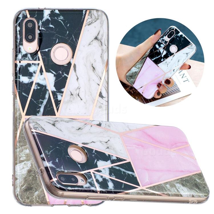Pink and Black Painted Marble Electroplating Protective Case for Huawei P20 Lite
