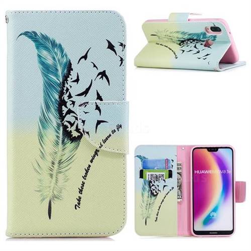 Feather Bird Leather Wallet Case for Huawei P20 Lite
