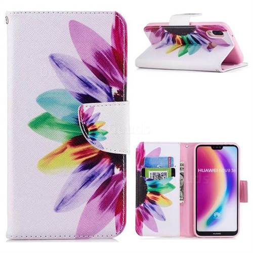Seven-color Flowers Leather Wallet Case for Huawei P20 Lite