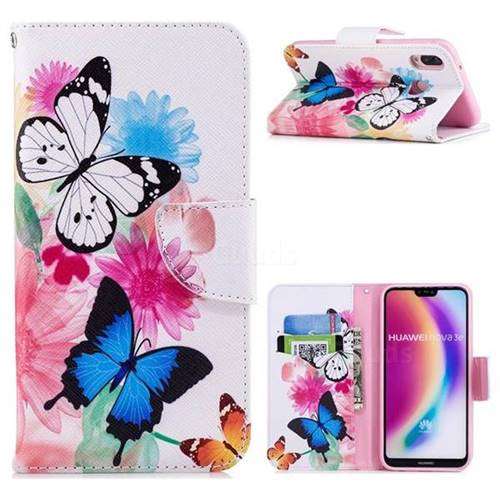 Vivid Flying Butterflies Leather Wallet Case for Huawei P20 Lite