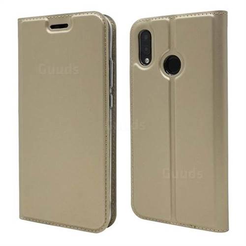 Ultra Slim Card Magnetic Automatic Suction Leather Wallet Case for Huawei P20 Lite - Champagne