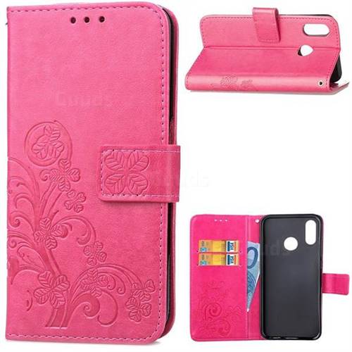 Embossing Imprint Four-Leaf Clover Leather Wallet Case for Huawei P20 Lite - Rose