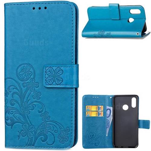 Embossing Imprint Four-Leaf Clover Leather Wallet Case for Huawei P20 Lite - Blue