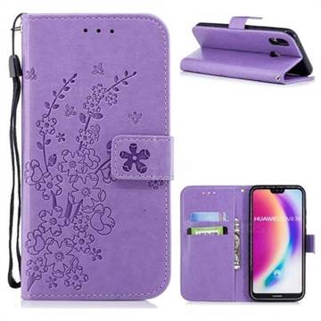 Intricate Embossing Plum Blossom Leather Wallet Case for Huawei P20 ...