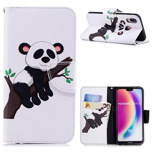 Tree Panda Leather Wallet Case for Huawei P20 Lite