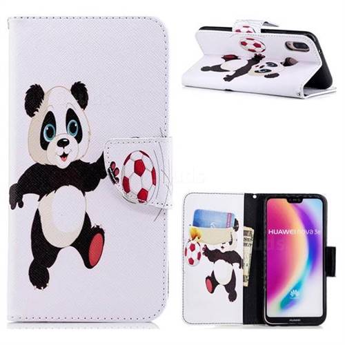 Football Panda Leather Wallet Case for Huawei P20 Lite