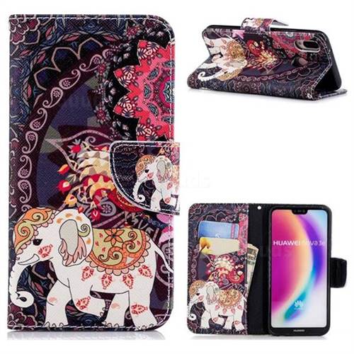 Totem Flower Elephant Leather Wallet Case for Huawei P20 Lite