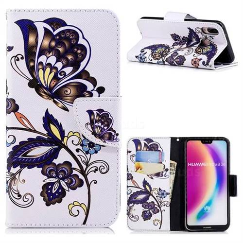 Butterflies and Flowers Leather Wallet Case for Huawei P20 Lite