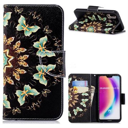 Circle Butterflies Leather Wallet Case for Huawei P20 Lite